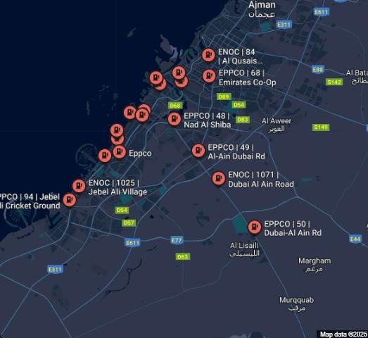 EPPCO Fuel Station Locations in Dubai