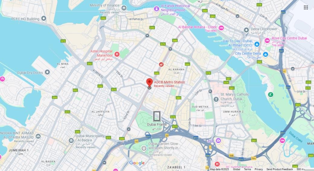 ADCB Metro Station Dubai Location Map