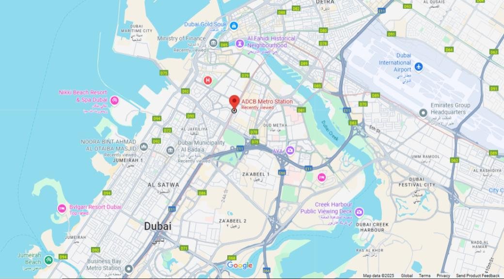 ADCB Metro Station Dubai Map