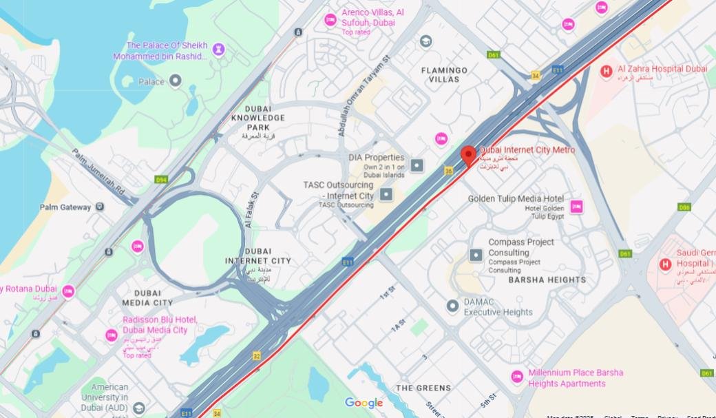 Dubai Internet City Metro Station Location