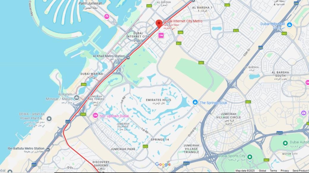 Dubai Internet City Metro Station Map