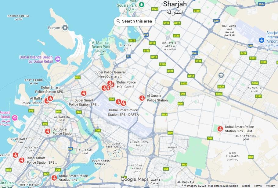 Al Qusais Police Station Map
